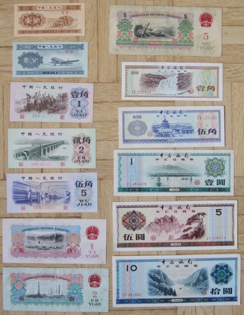  China: Lot aus 13 verschiedenen Banknoten   