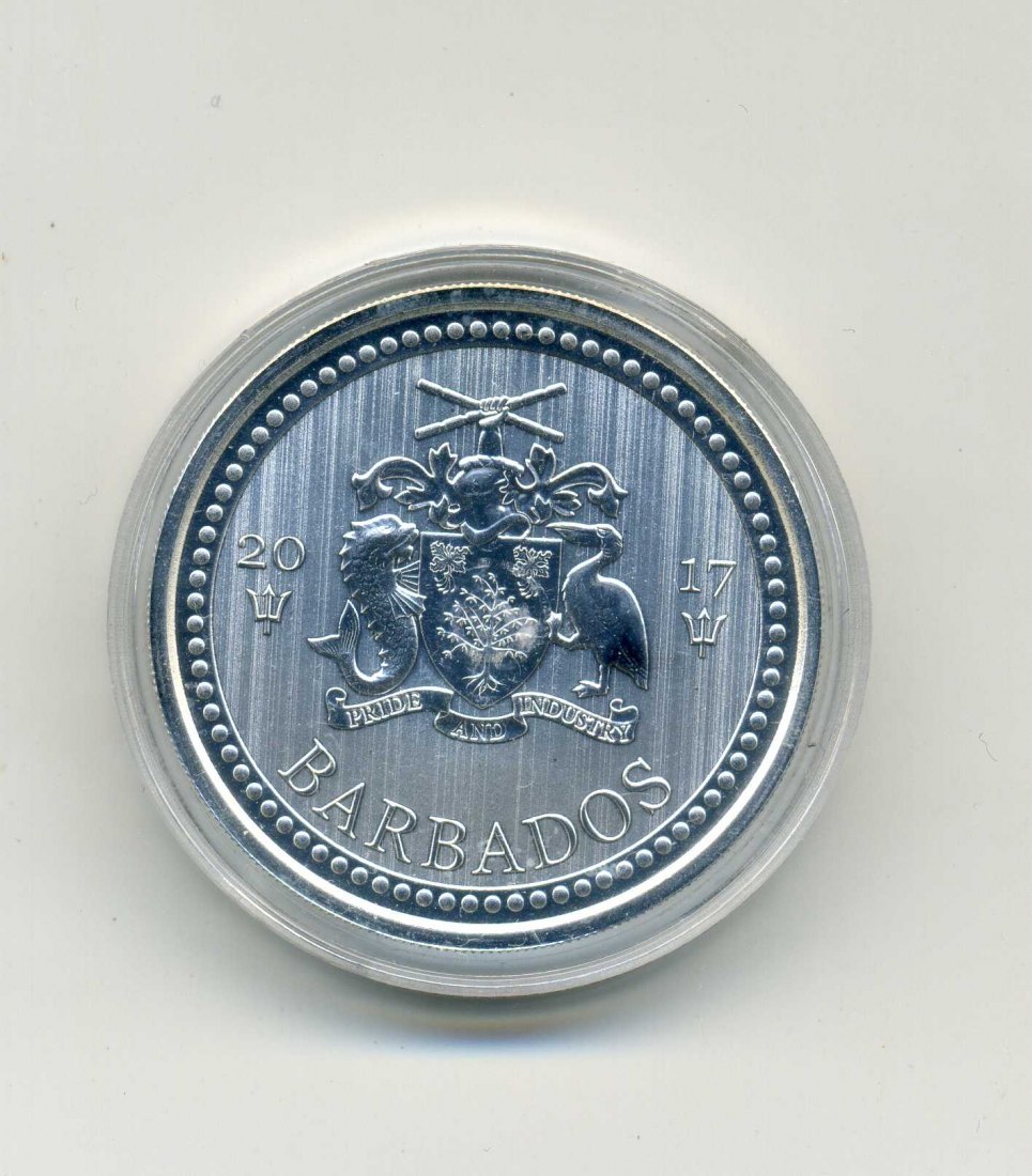  Barbados 1 Dollar 2017 Dreizack stempelglanz 1 Unze Feinsilber Original Kapsel   