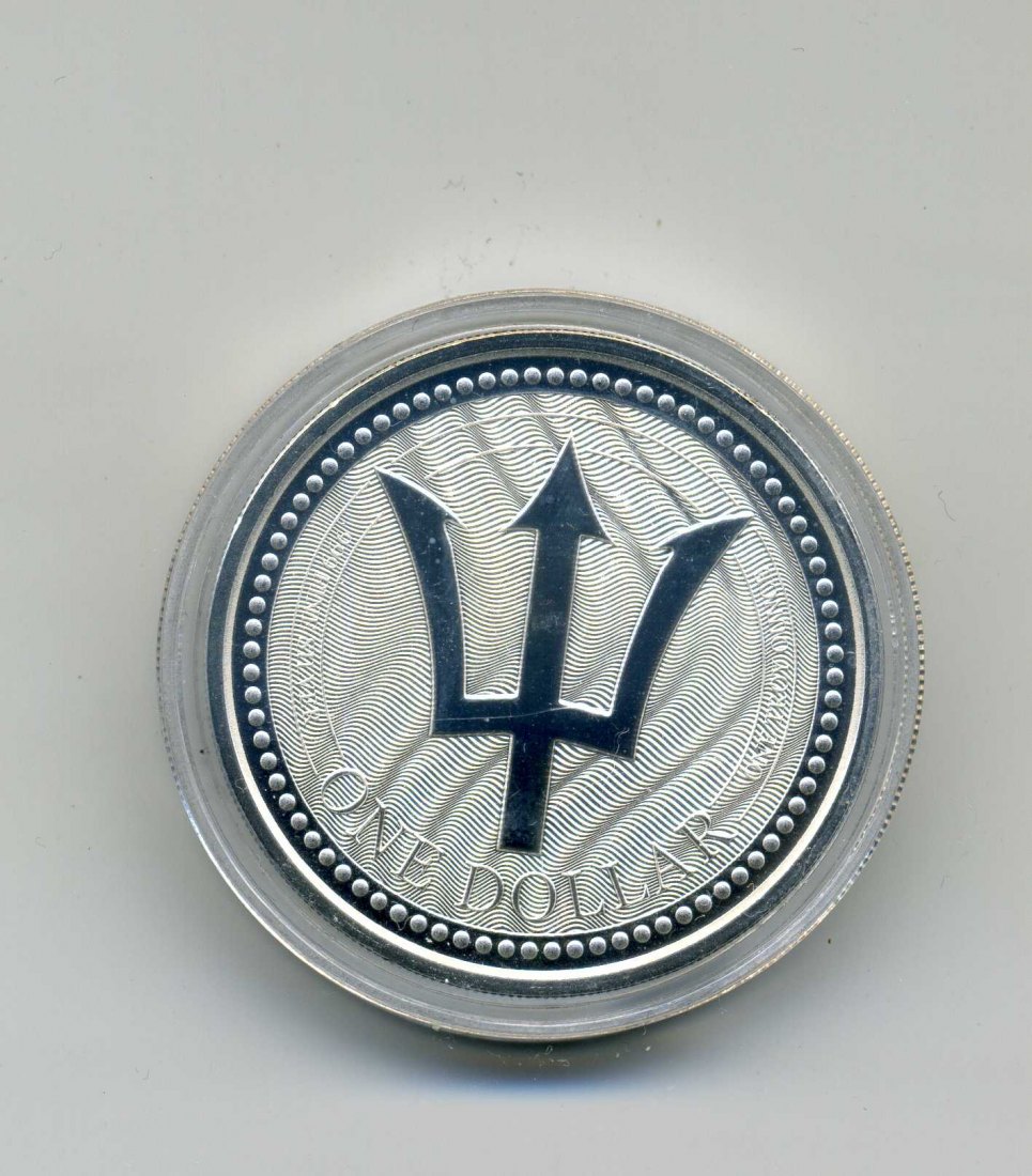 Barbados 1 Dollar 2017 Dreizack stempelglanz 1 Unze Feinsilber Original Kapsel   