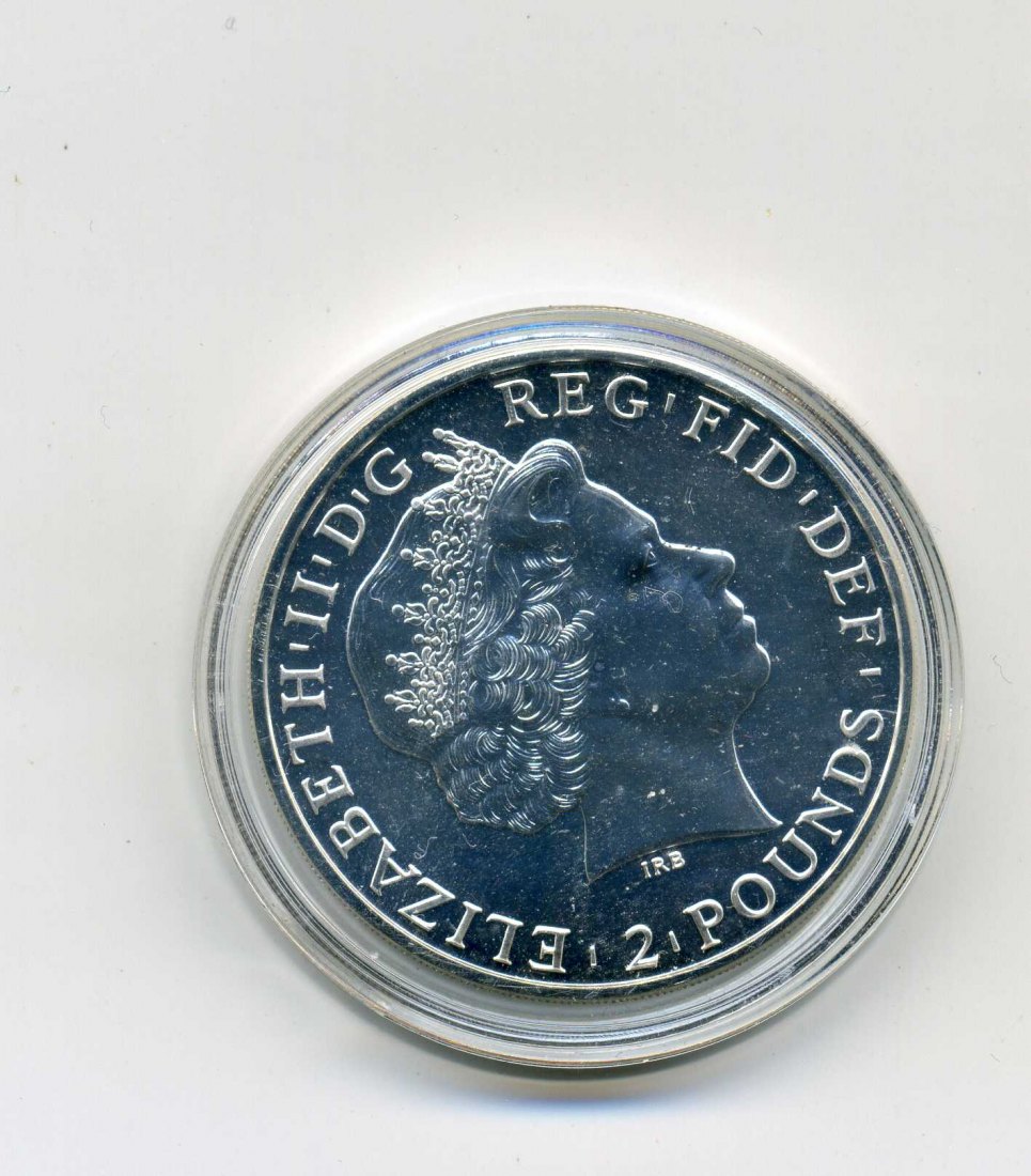  2 Pfund 2015 PP Jahr des Schafes 1 Unze Feinsilber Original Kapsel   