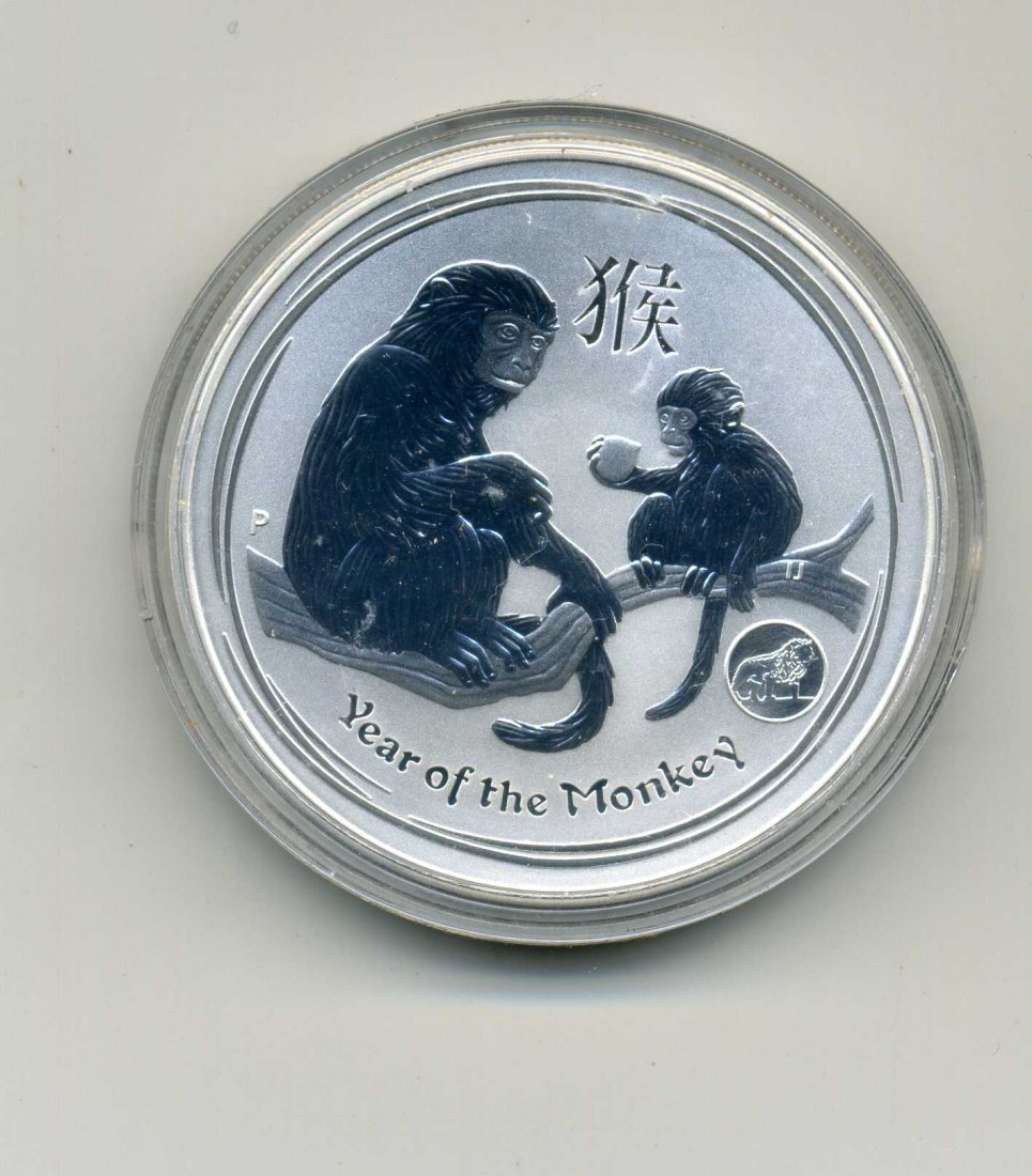  Australien 1 Dollar 2016 stempelglasz Jahr des Affen 1 Unze Feinsilber Original Kapsel   