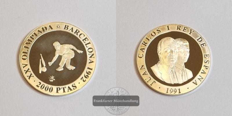  Spanien 2000 Peseten 1991 Olympische Sommerspiele 1992 FM-Frankfurt   Feinsilber: 24,975g   