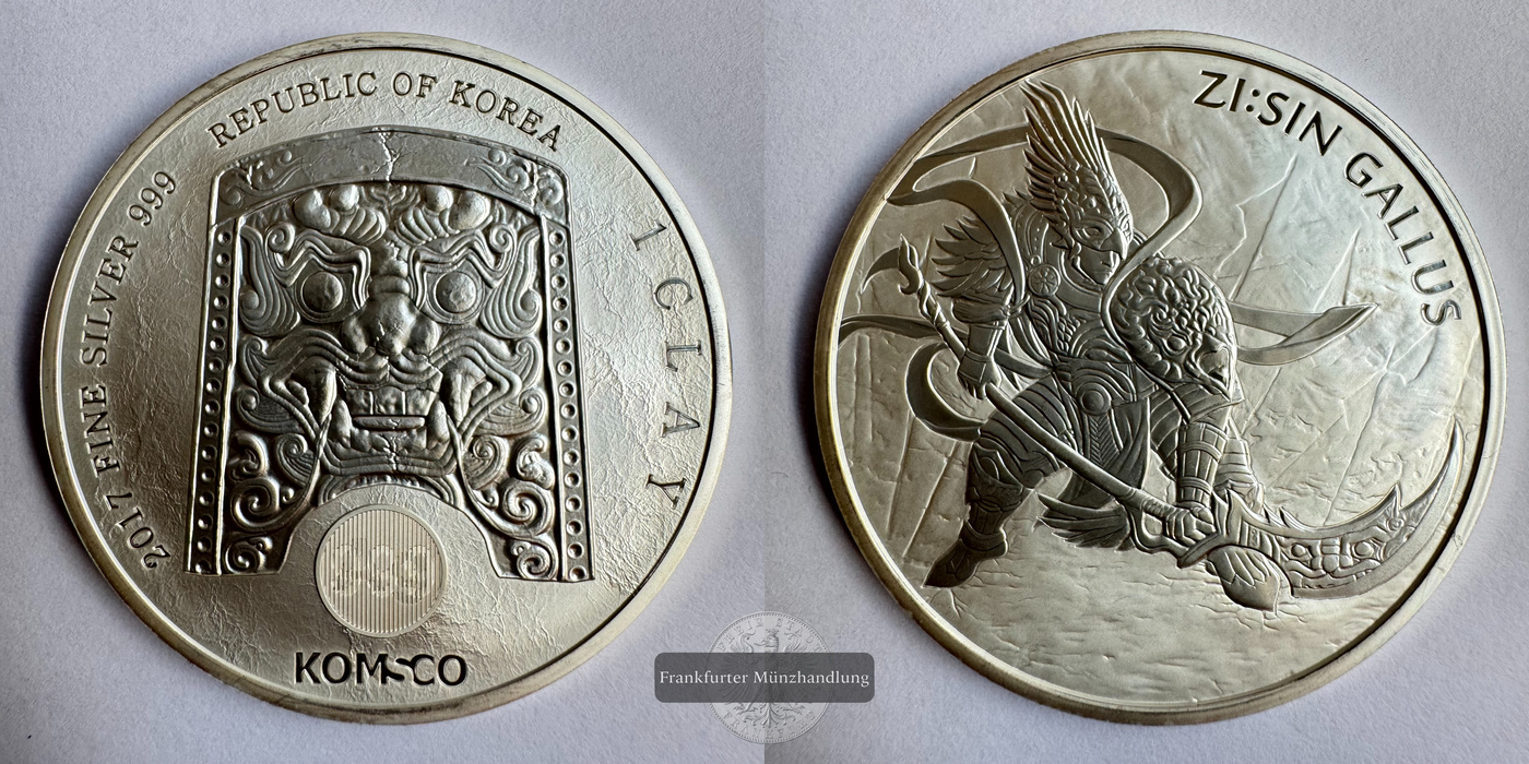  Korea / 1 Clay (ZI:SIN Gallus) 2017 FM-Frankfurt N#135468 Feinsilber: 31,1g   