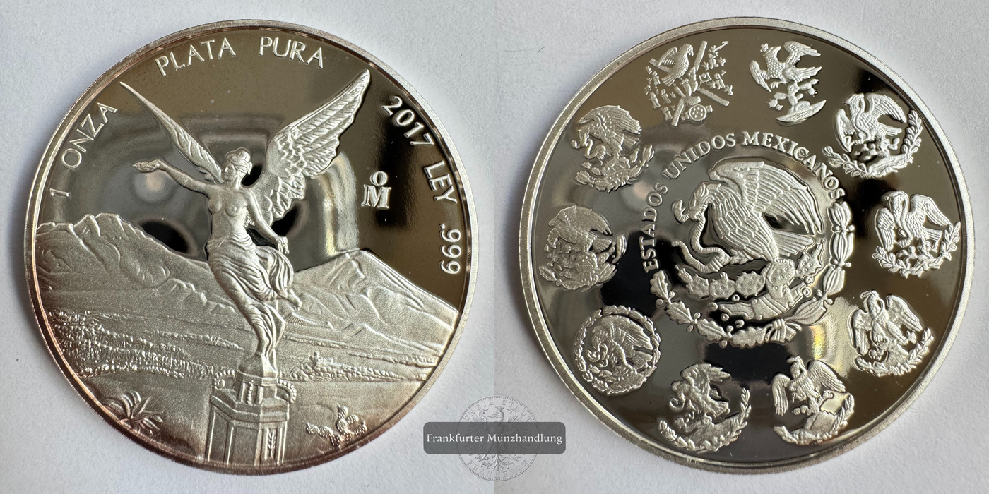  Mexiko / 1 Onza Libertad Plata Pura 2017 Proof FM-Frankfurt KM#639 Feinsilber: 31,1g   
