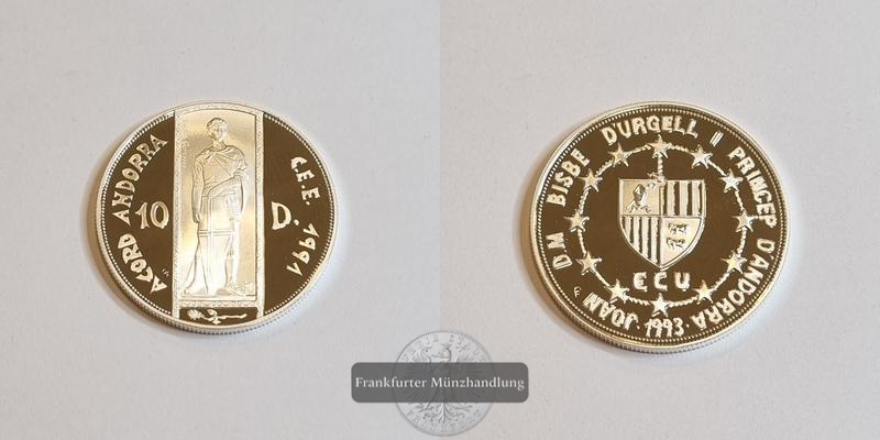  Andorra 10 Diners ECU 1993 FM-Frankfurt Feinsilber: 29,10g   