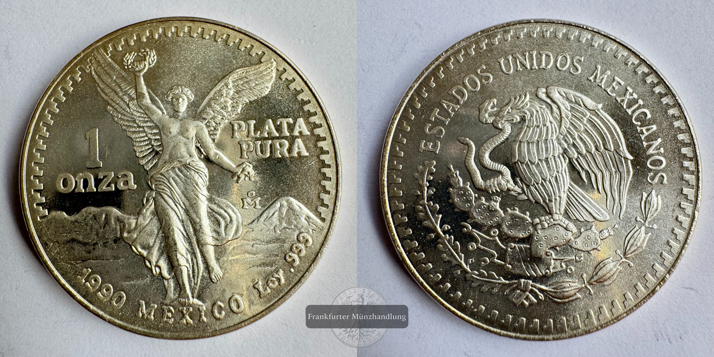  Mexico / 1 Onza Libertad Plata Pura 1990 FM-Frankfurt KM#494.2 Feinsilber: 31,1g   