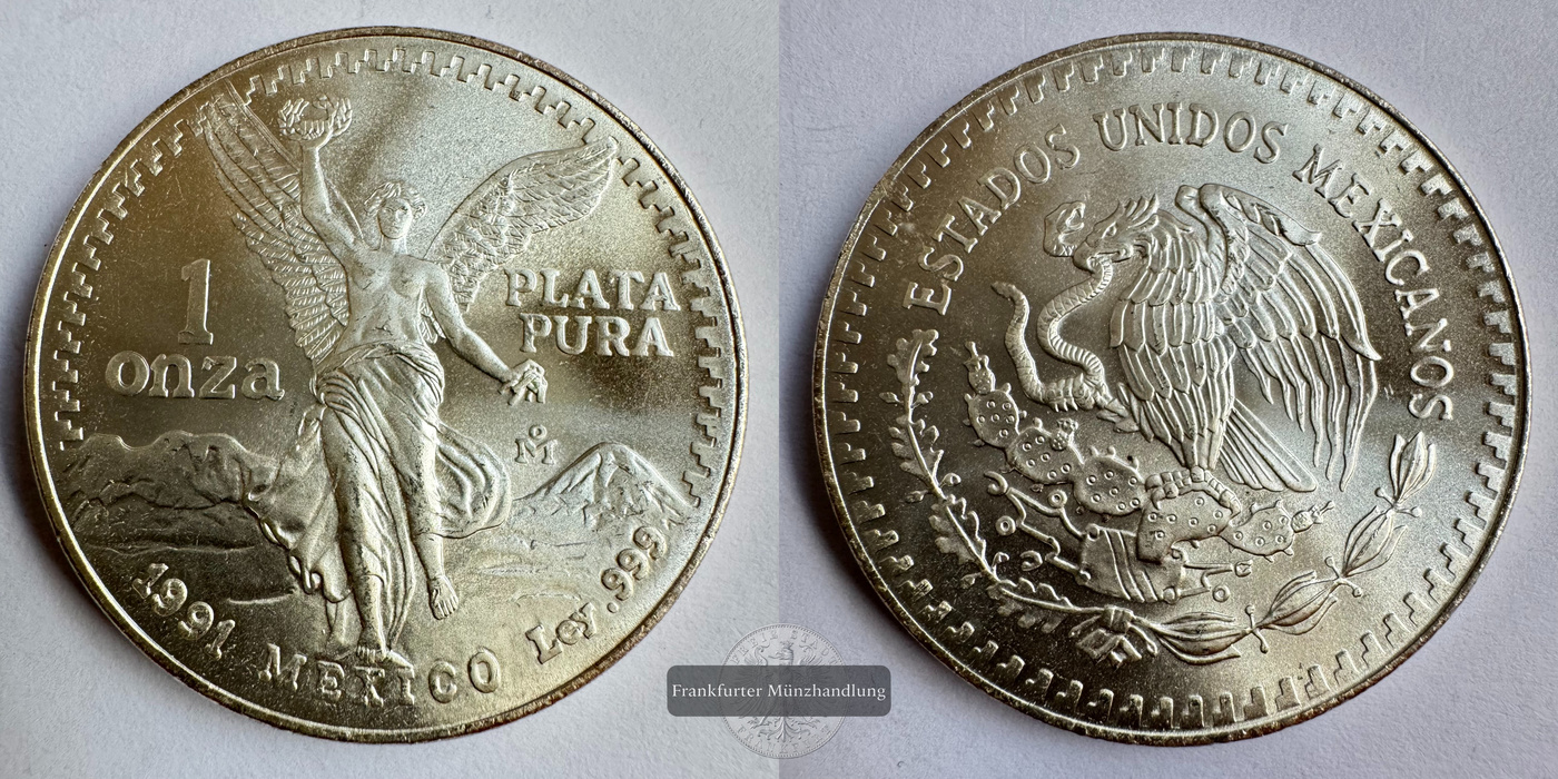  Mexico / 1 Onza Libertad Plata Pura 1991 FM-Frankfurt KM#494 Feinsilber: 31,1g   