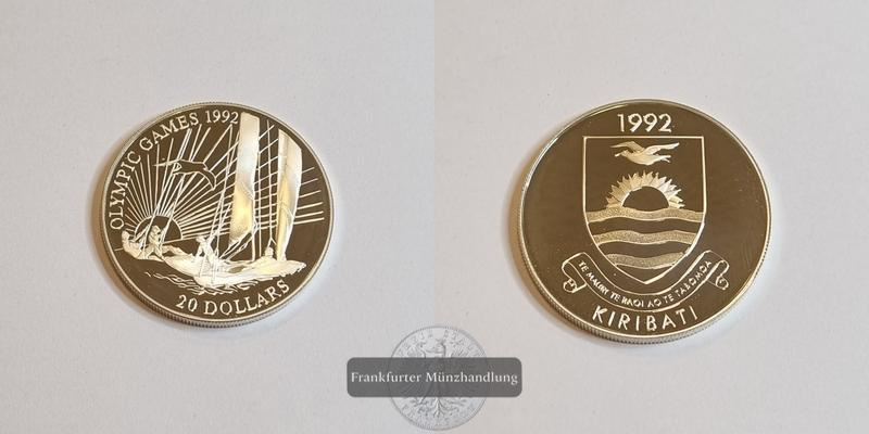  Kiribati 20 Dollar 1992 Olympia Barcelona 1992 FM-Frankfurt Feinsilber: 29,10g   