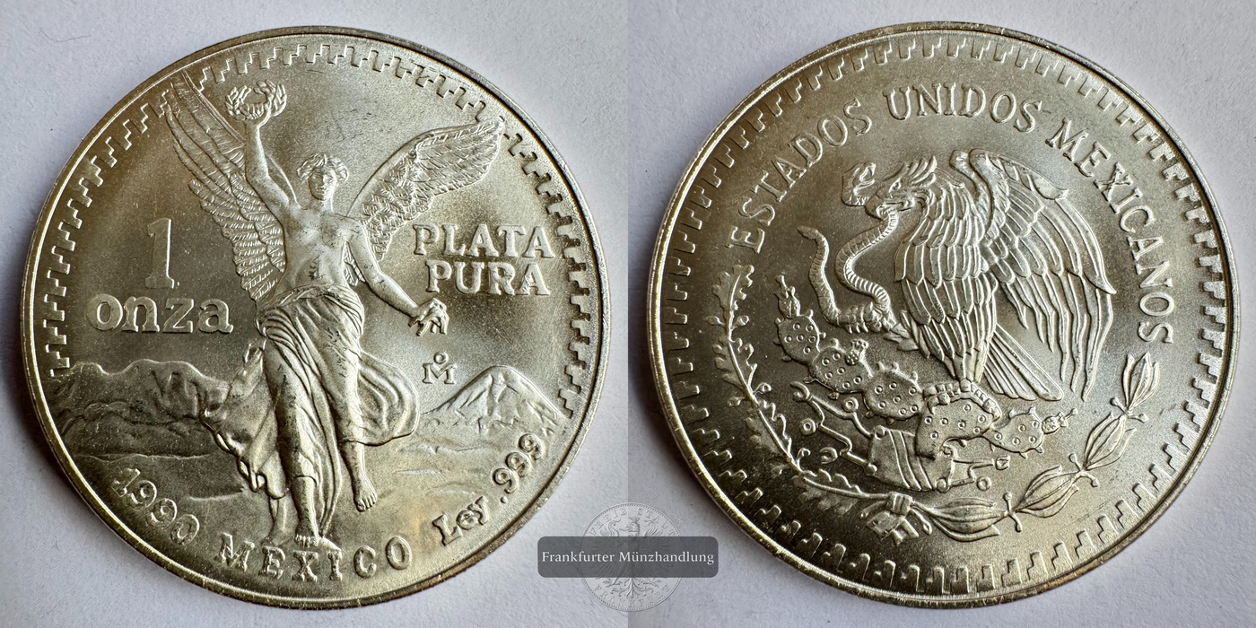  Mexico / 1 Onza Libertad Plata Pura 1990 FM-Frankfurt KM#494.2 Feinsilber: 31,1g   
