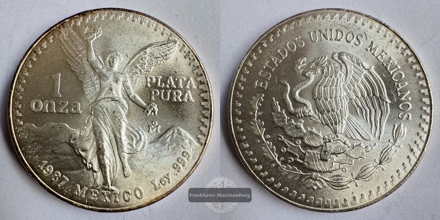  Mexico / 1 Onza Libertad Plata Pura 1987 FM-Frankfurt KM#494.1 Feinsilber: 31,1g   