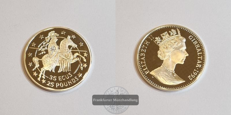  Gibraltar 35 ECU/25 Pounds 1992 FM-Frankfurt Feinsilber: 26,159g   