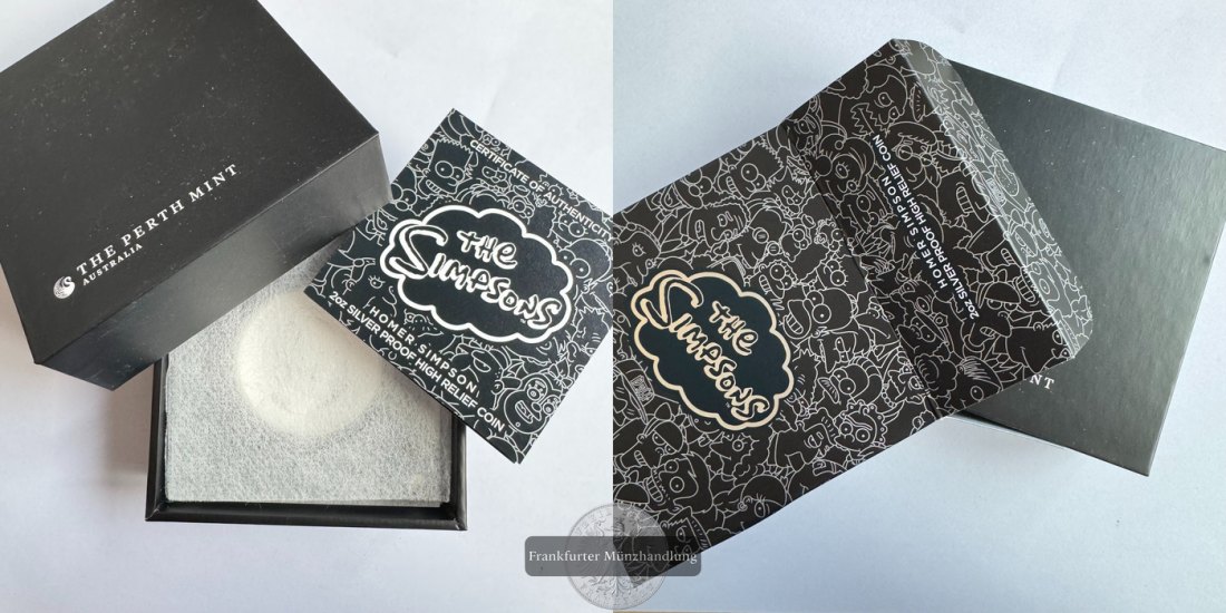  Tuvalu / 2 Dollars Elizabeth II (Homer Simpson) 2021 FM-Frankfurt Feinsilber: 62,2g   