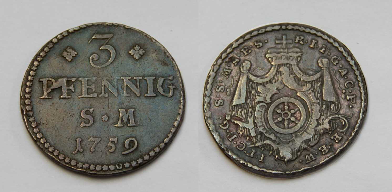  Mainz 3 Pfennig 1759 vz   
