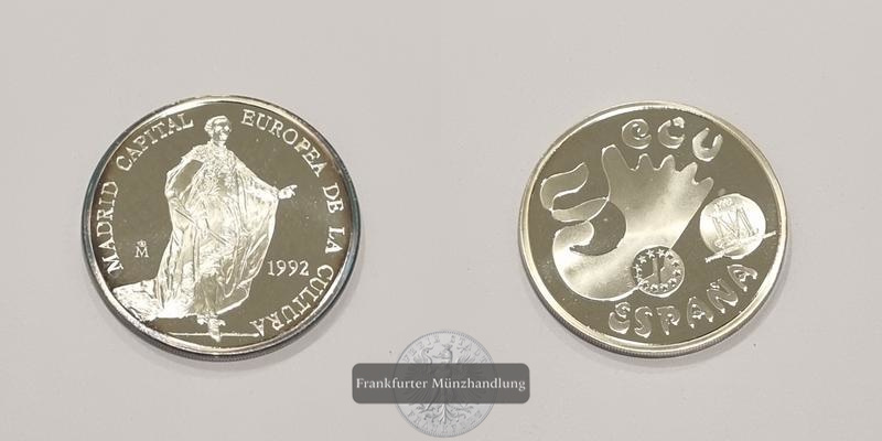  Spanien 5 ECU 1992 Madrid FM-Frankfurt  Feinsilber: 31,1g   