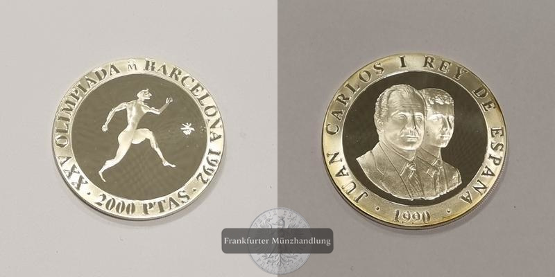  Spanien 2000 Peseten 1990 Olympische Sommerspiele 1992 FM-Frankfurt   Feinsilber: 24,975g   