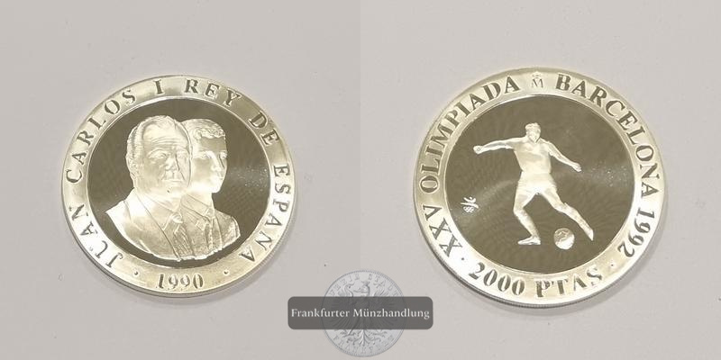  Spanien 2000 Peseten 1990 Olympische Sommerspiele 1992 FM-Frankfurt   Feinsilber: 24,975g   