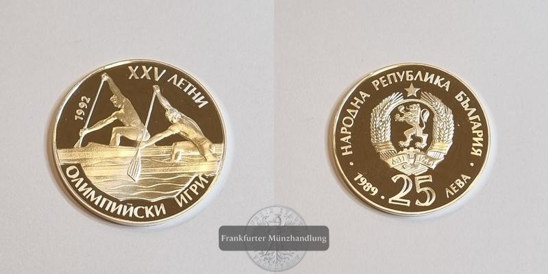  Bulgarien 25 Leva 1989 Summer Olympics 1992 FM-Frankfurt Feingewicht: 21,63g   