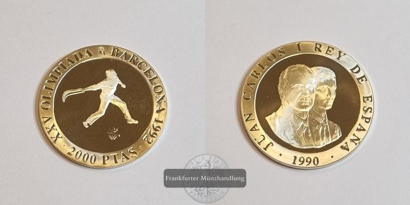  Spanien 2000 Peseten 1990 Olympische Sommerspiele 1992 FM-Frankfurt Feinsilber: 24,975g   