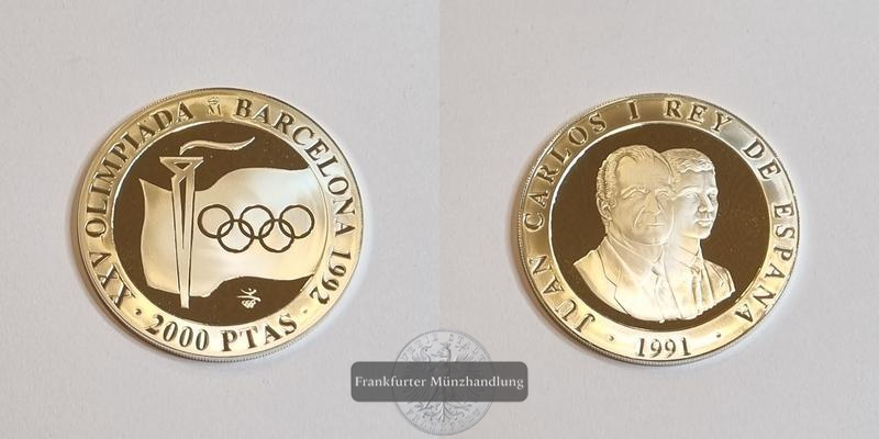  Spanien 2000 Peseten 1991 Olympische Sommerspiele 1992 FM-Frankfurt Feinsilber: 24,975g   