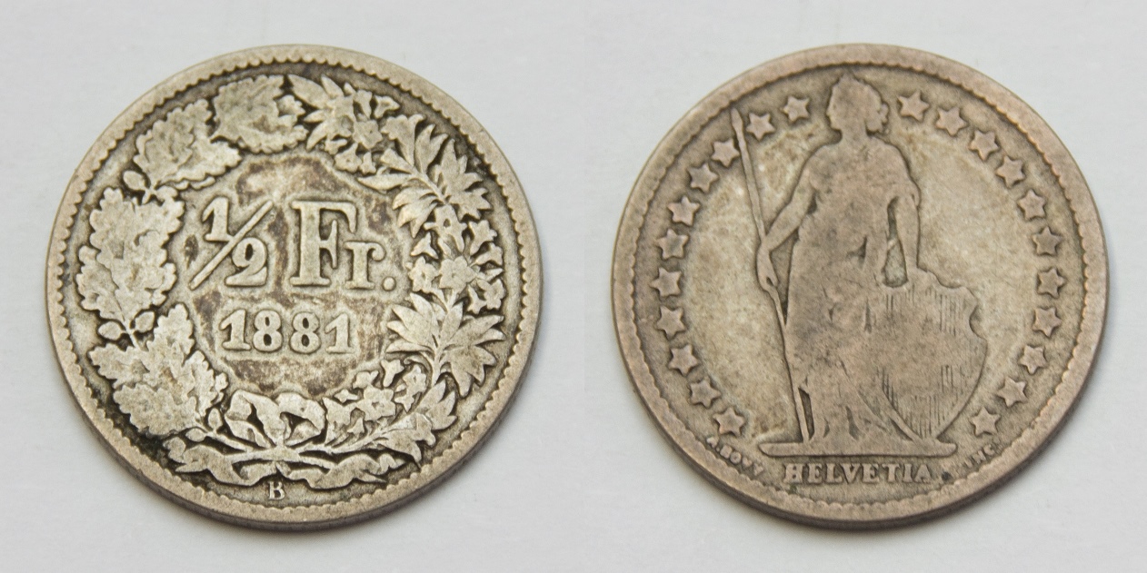  Schweiz-Eidgenossenschaft 1/2 Franken 1881 B ss   