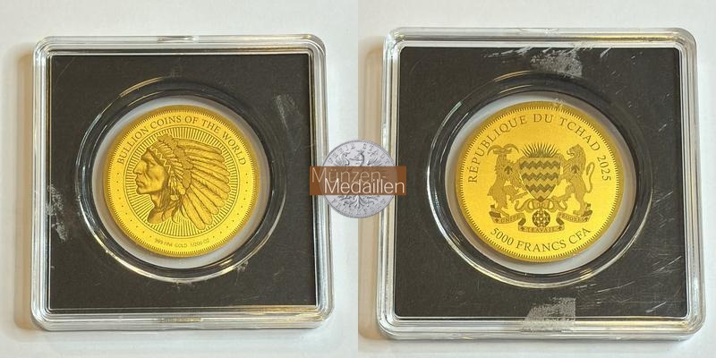 Tschad 5000 Francs 2025 Native American MM-Frankfurt Feingold: 0,155g   