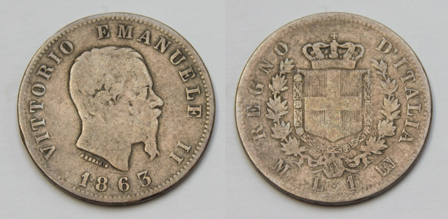  Italien 1 Lira 1863  Vittorio Emanuele II. s-ss   