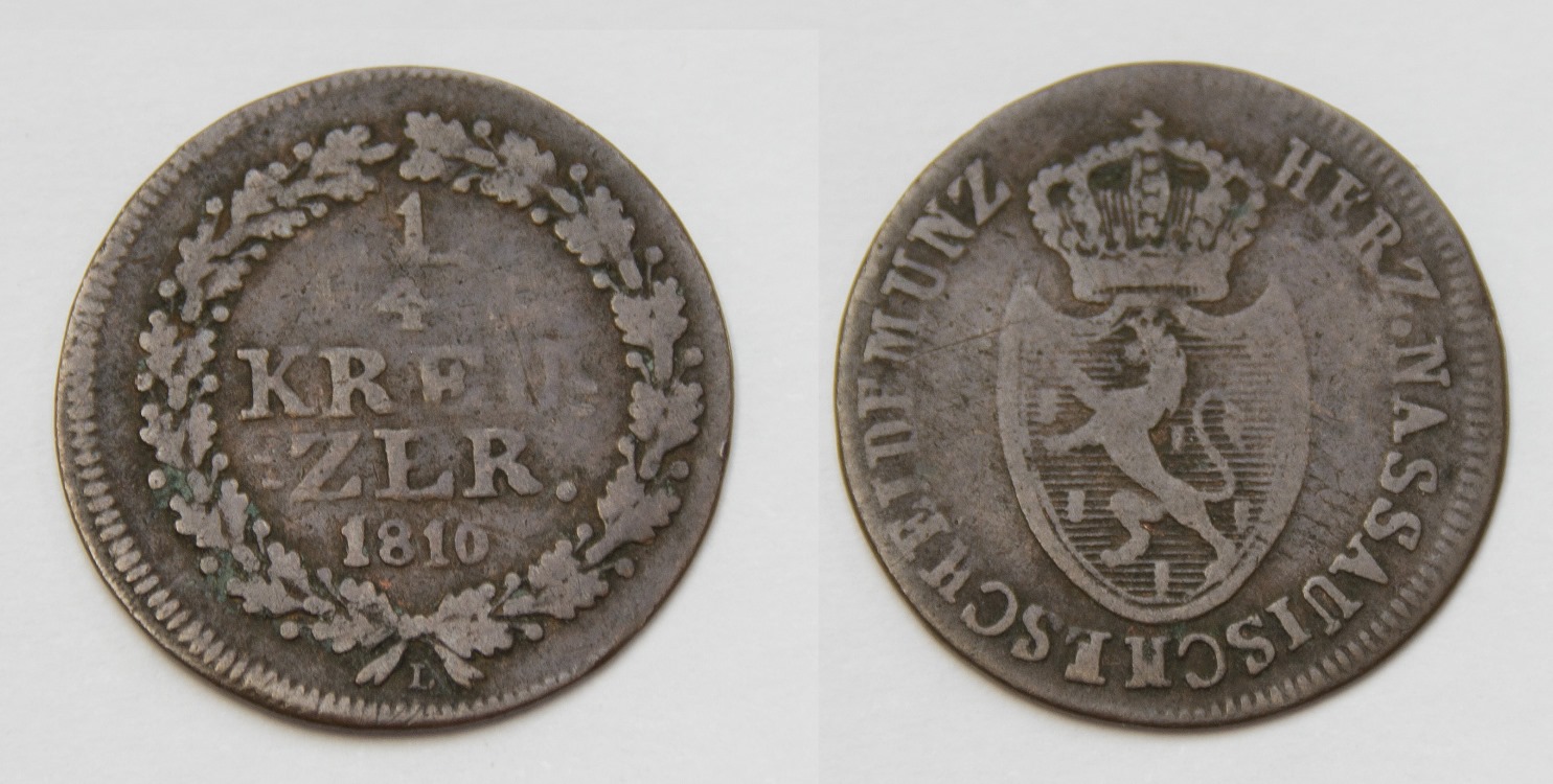  Nassau 1 Kreuzer 1810 L Friedrich August u. Friedrich Wilhelm 1806-1816   