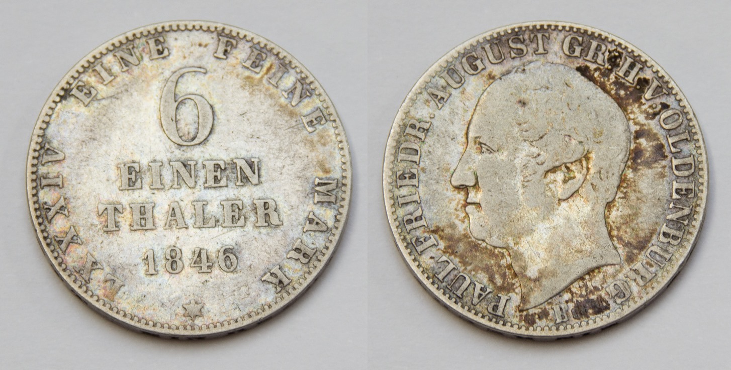  Oldenburg 1/6 Taler 1846 B Paul Friedrich August 1829-1853 fast vz.   