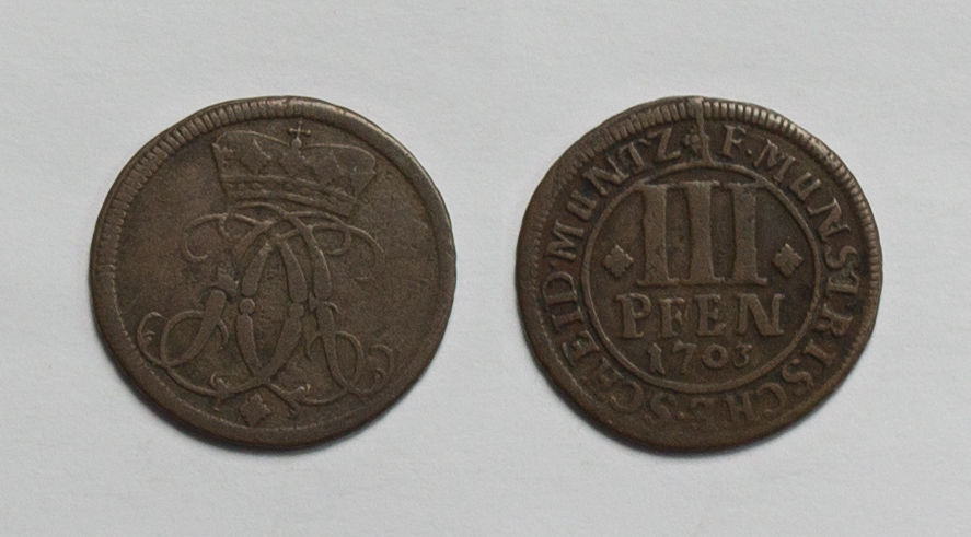  Münster 3 Pfennig 1703 Friedrich Christian v. Plettenberg 1688 - 1703 ss   