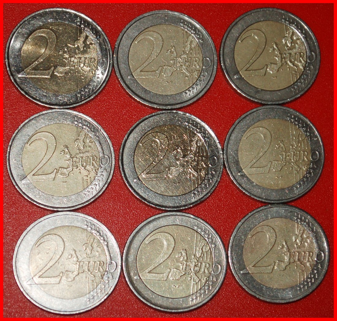  Ⰿ 9 COMMEMORATIVE COINS: EUROPEAN UNION ★ 2 EUROS DIFFERENT TYPES 2004-2014!★LOW START ★ NO RESERVE!   