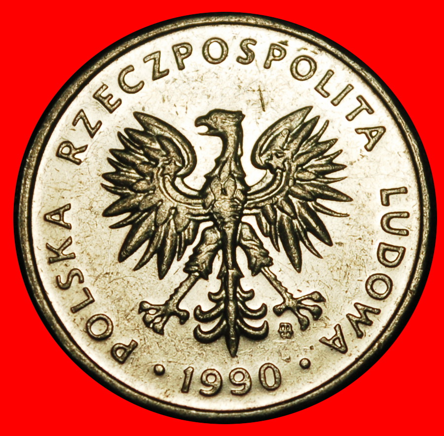  Ⰿ INFLATION (1989-1990):  POLAND ★ 5 ZLOTYS 1990 MINT LUSTRE!★LOW START ★ NO RESERVE!   