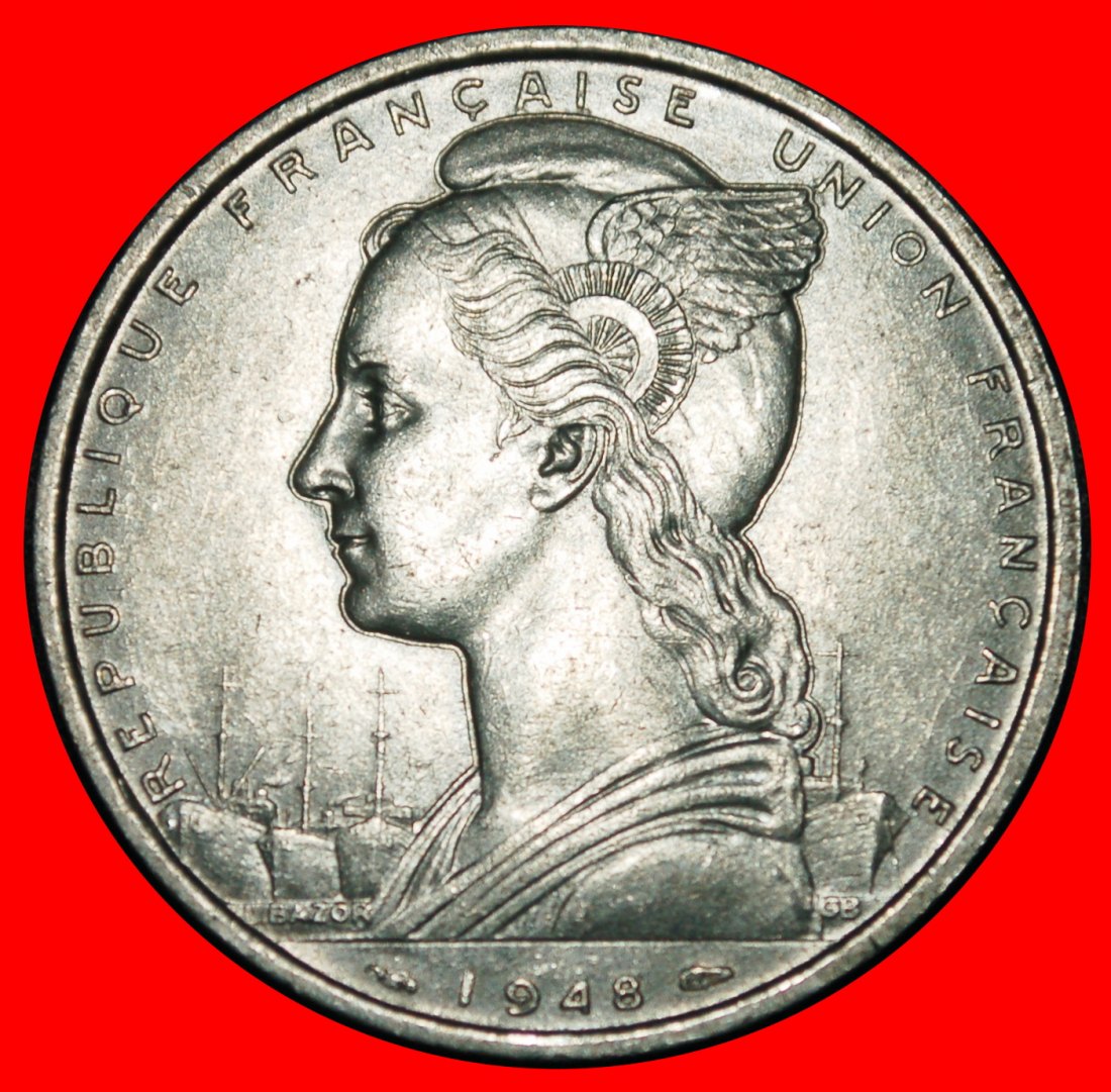  Ⰿ ANTELOPE FRANCE: DJIBOUTI FRENCH SOMALILAND★ 5 FRANCS 1948 SHIPS! UNCOMMON★LOW START ★ NO RESERVE!   