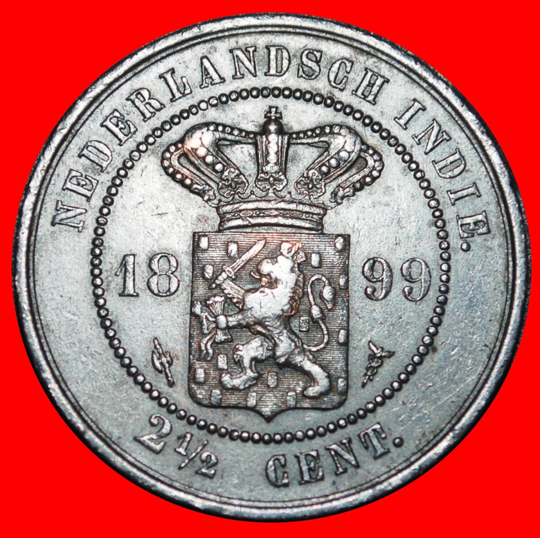  Ⰿ LION (1856-1913): NETHERLANDS EAST INDIES ★ 2 1/2 CENTS 1899 UNCOMMON!★LOW START ★ NO RESERVE!   
