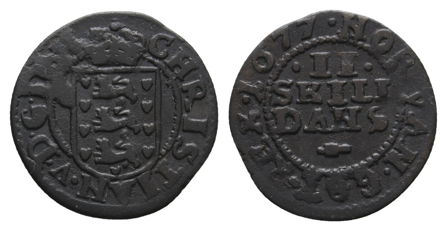  Ausland; Dänemark; Kleinmünze 1677   