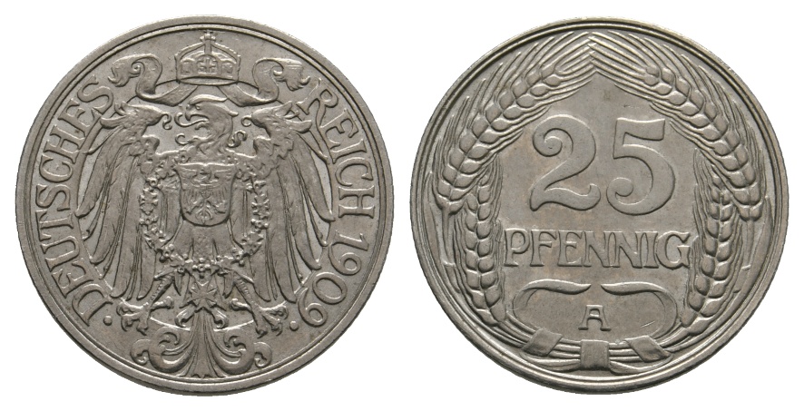  Deutsches Reich; 25  Pfennig 1909   