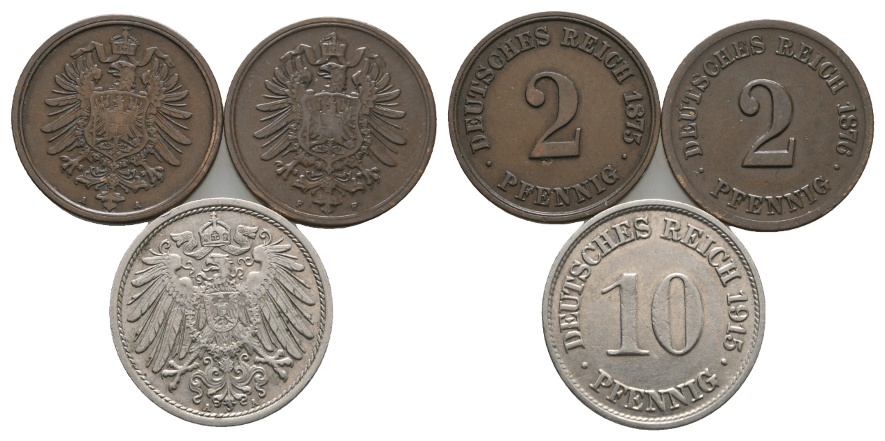  Deutsches Reich; Lot Kleinmünzen ( 3 Stück)   