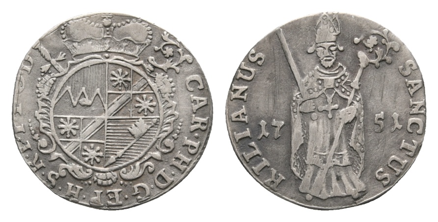  Altdeutschland; Würzburg; Kleinmünze 1751   