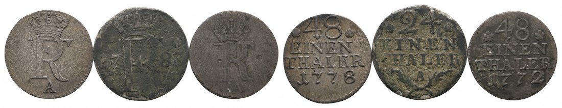  Altdeutschland; 3 Kleinmünzen 1778 / 1783 / 1772   
