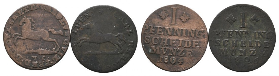  Altdeutschland; 2 Kleinmünzen 1804 / 1826   