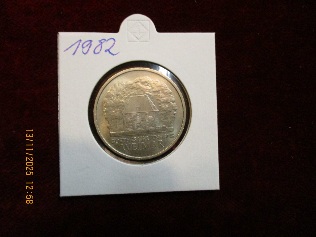  5 Mark DDR 1982 Goethes Gartenhaus Weimar Metall: (K-N-Zk) Gewicht: 9,6 Gramm   