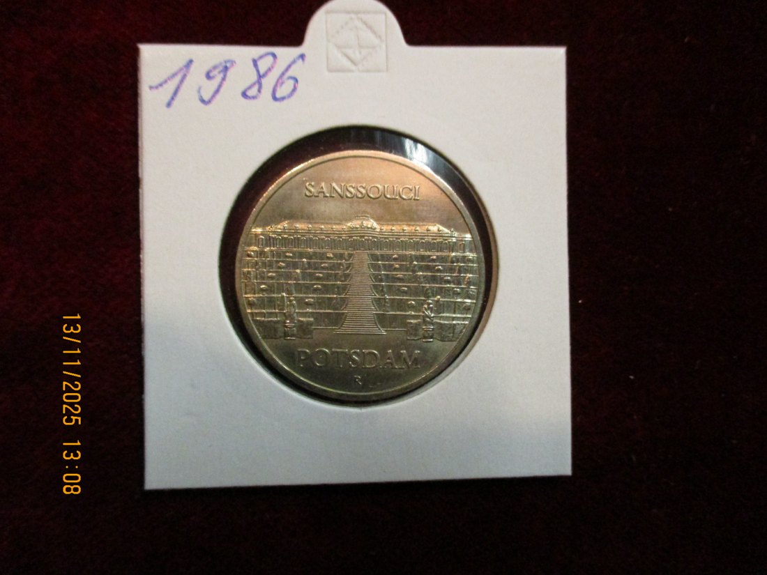  5 Mark DDR 1986 Sanssouci Potsdam Metall: (K-N-Zk) Gewicht: 9,6 Gramm   