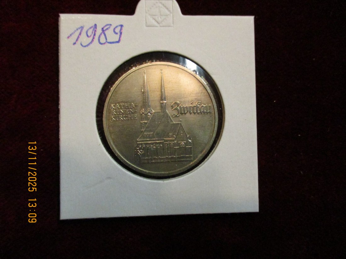  5 Mark DDR 1989 Katharinenkirche Zwickau Metall: (K-N-Zk) Gewicht: 9,6 Gramm   