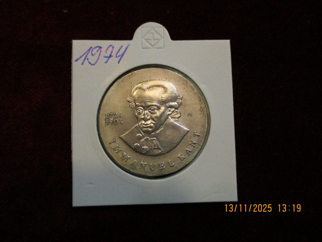  20 Mark DDR Kant Metall: 625er Silber Gewicht: 20,9 Gramm   