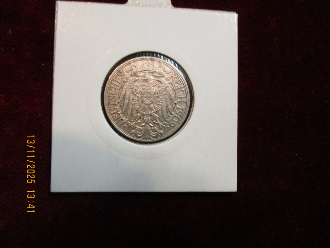  25 Pfennig Kaiserreich 1909 G Metall: Nickel Gewicht 4 Gramm   