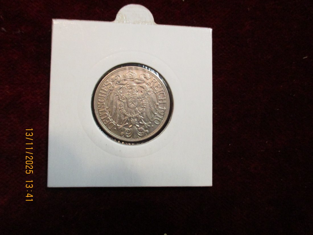  25 Pfennig Kaiserreich 1910 J Metall: Nickel Gewicht 4 Gramm   