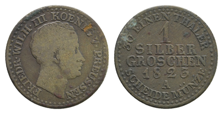  Altdeutschland; Preußen; Kleinmünze 1823   