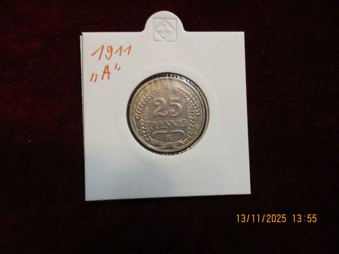  25 Pfennig Kaiserreich 1911 A Metall: Nickel Gewicht 4 Gramm   