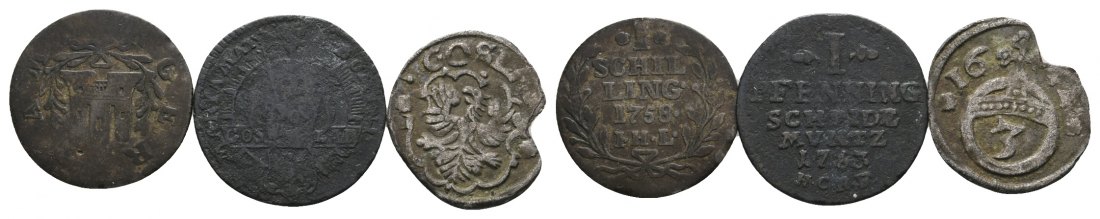  Altdeutschland; 3 Kleinmünzen   