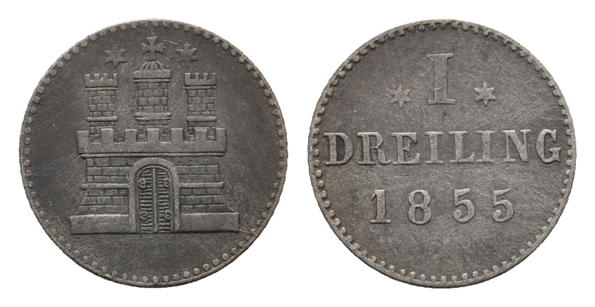  Altdeutschland; Kleinmünze 1855   