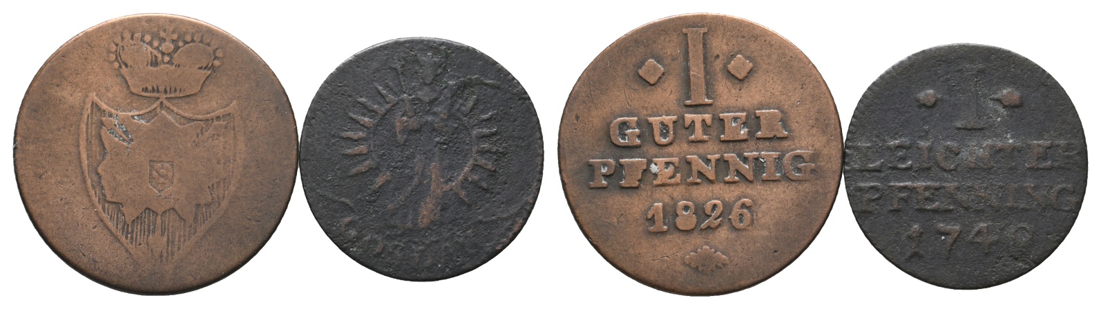  Altdeutschland; 2 Kleinmünzen 1826 / 174?   